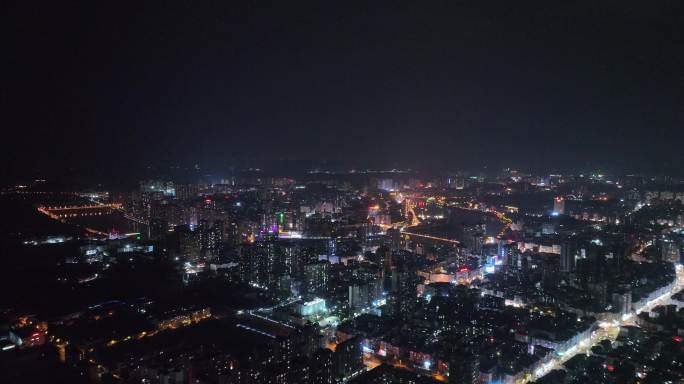 内江市东兴区夜景航拍城市夜晚城市风光