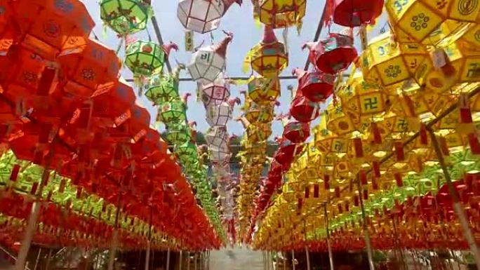 亚洲釜山三王寺的莲花灯会