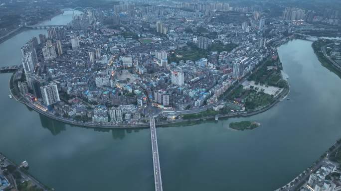 内江市航拍内江市中心航拍沱江城市风光建筑