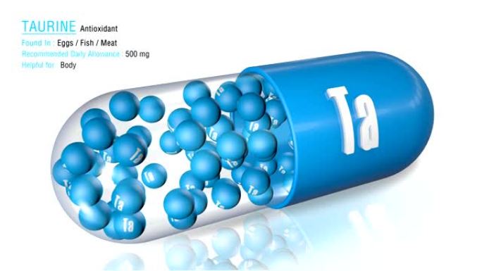 牛磺酸-动画抗氧化胶囊概念