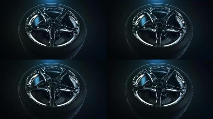 4k质量3d动画轮胎背景，光线明亮，无缝循环。