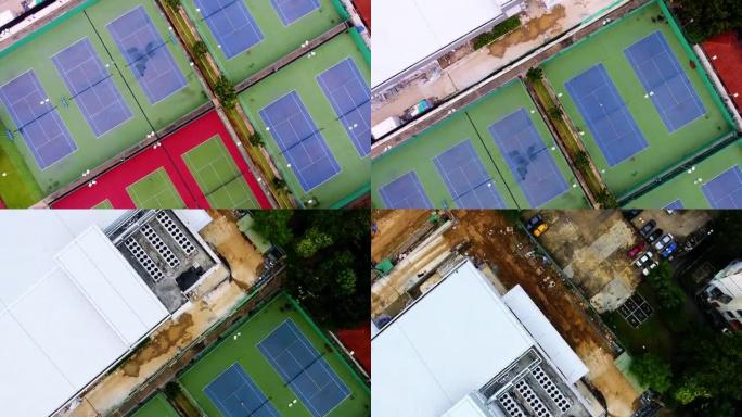 Rotating video of tennis courts from straight abov