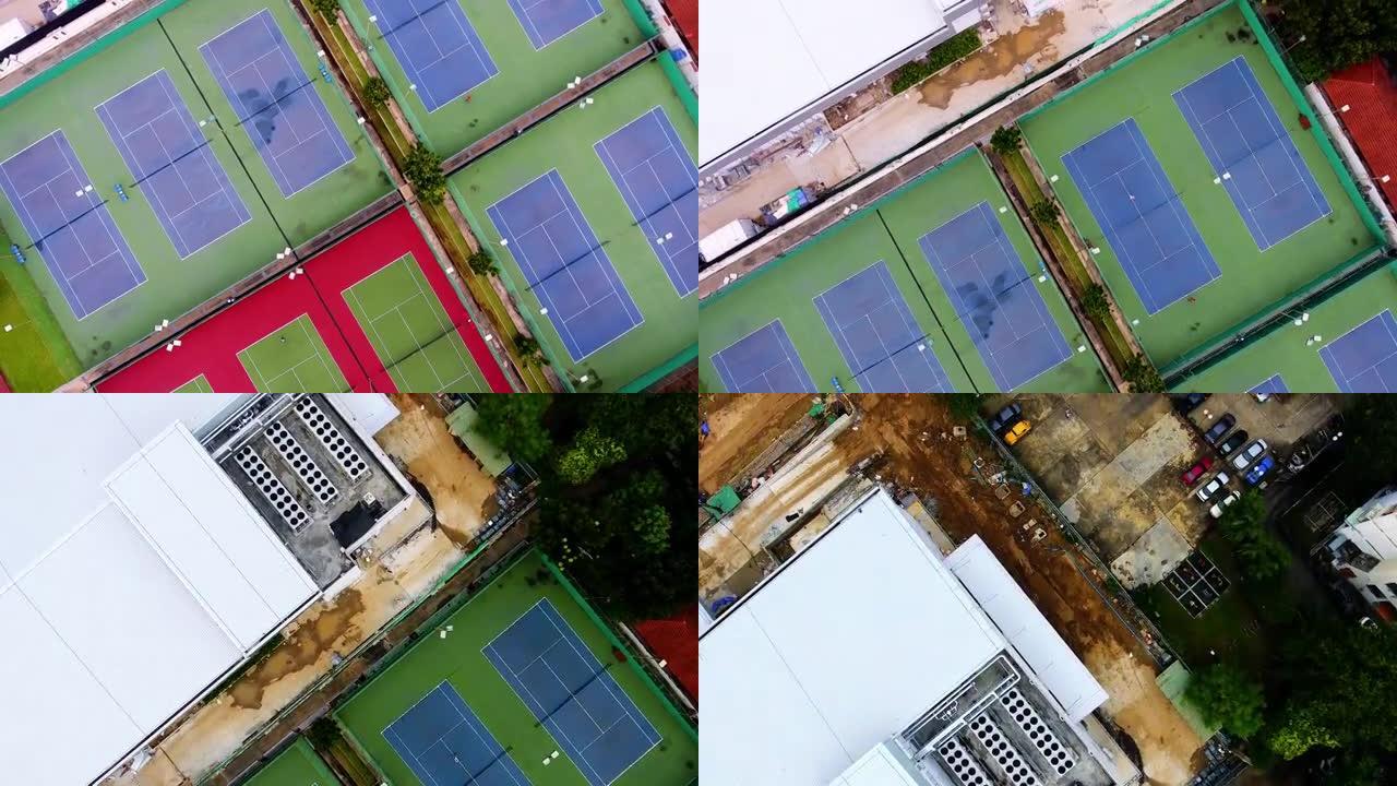 Rotating video of tennis courts from straight abov