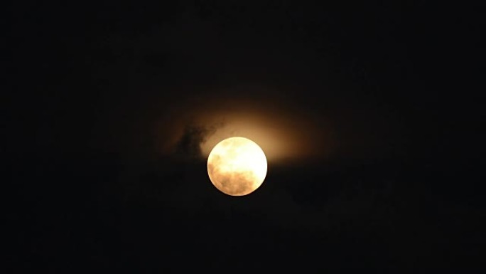 超级满月和烟云，蝙蝠在夜间屏幕上飞出十字月亮