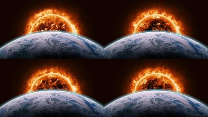 具有巨大热能的太阳表面覆盖了地球。