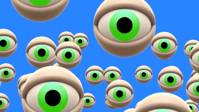 绿眼睛气球在色度键屏幕上飞行背景动画新质量通用动态动画七彩快乐漂亮酷视频素材