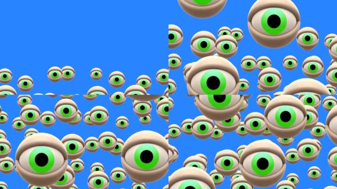绿眼睛气球在色度键屏幕上飞行背景动画新质量通用动态动画七彩快乐漂亮酷视频素材