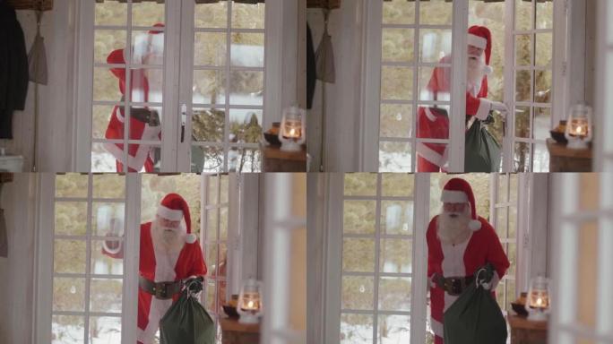 圣诞老人敲门进屋 (慢动作)