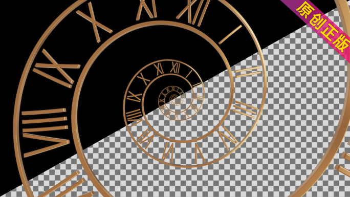 4K时钟钟表表盘穿梭螺旋冲屏循环动画透明