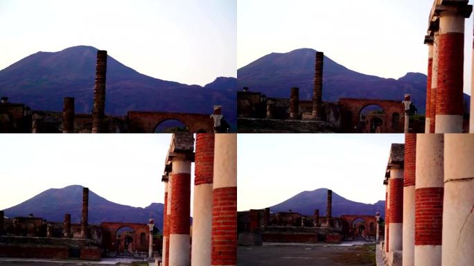 意大利庞贝遗址背面的维苏夫火山