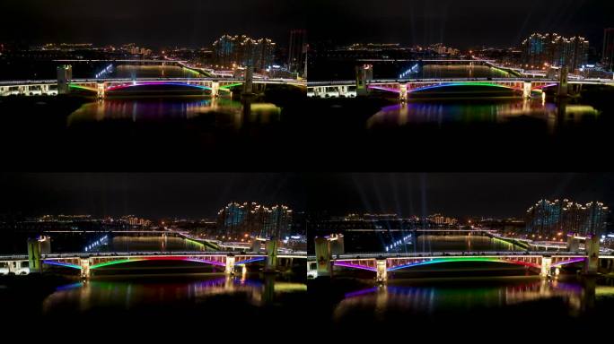 12航拍泉州田安大桥夜景灯光秀拉近