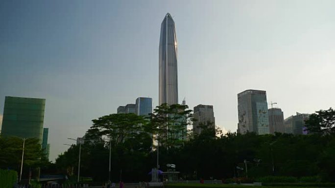 天光深圳市著名的兆丰建筑慢动作全景4k中国