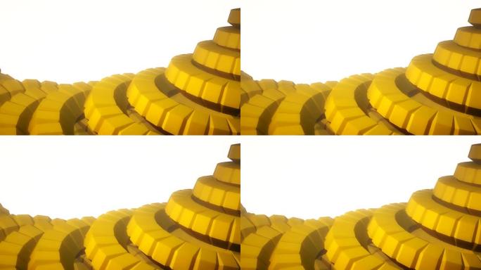 蛇蜗杆脊柱像3d齿轮旋转机构无缝循环抽象动画背景新质量七彩酷漂亮漂亮视频片段