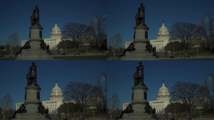 美国国会大厦西部，詹姆斯·加菲尔德 (James A. Garfield) 雕像在华盛顿特区的前景