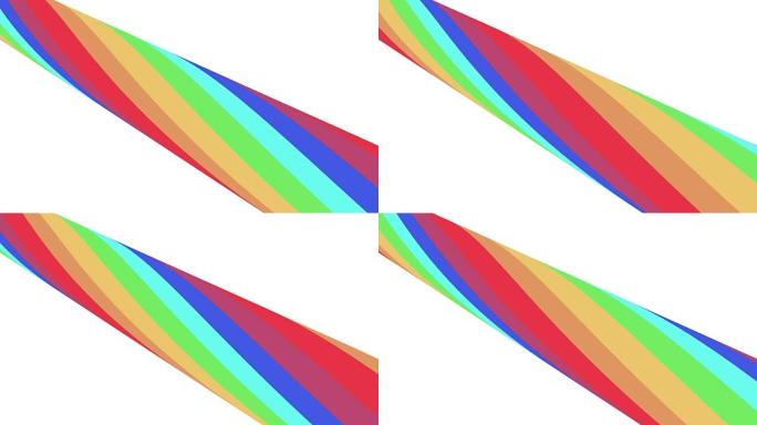 柔和的色彩平面3D管彩虹糖果无缝循环抽象形状动画对角背景新质量通用运动动态动画七彩快乐视频素材