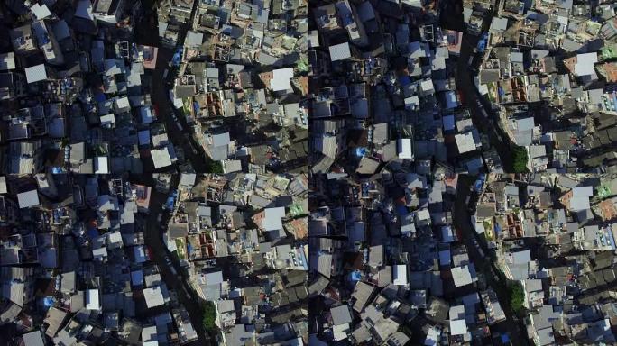贫民窟天线: 上帝的眼睛直视巴西里约热内卢Rocinha Favela的屋顶