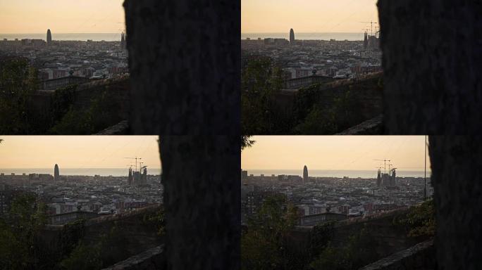巴塞罗那城市景观。从帕克·奎尔看。巴塞罗那城市观光