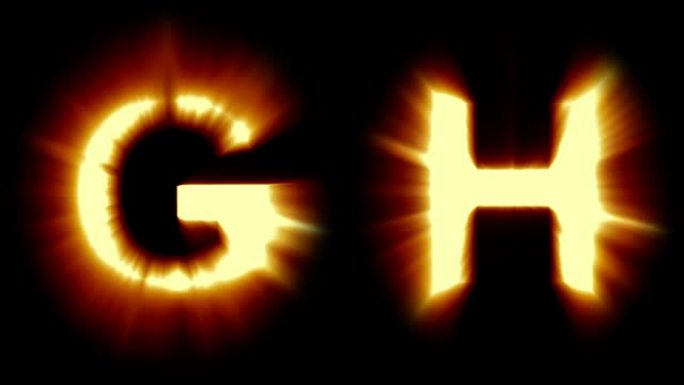 轻字母G和H-暖橙色光-强闪烁动画循环-隔离