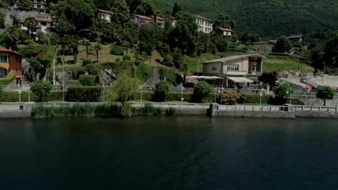 自行车苏美尔意大利意大利里维埃拉在意大利湖山附近的无人驾驶飞机飞行，无人驾驶飞机全高清自然飞行hoo