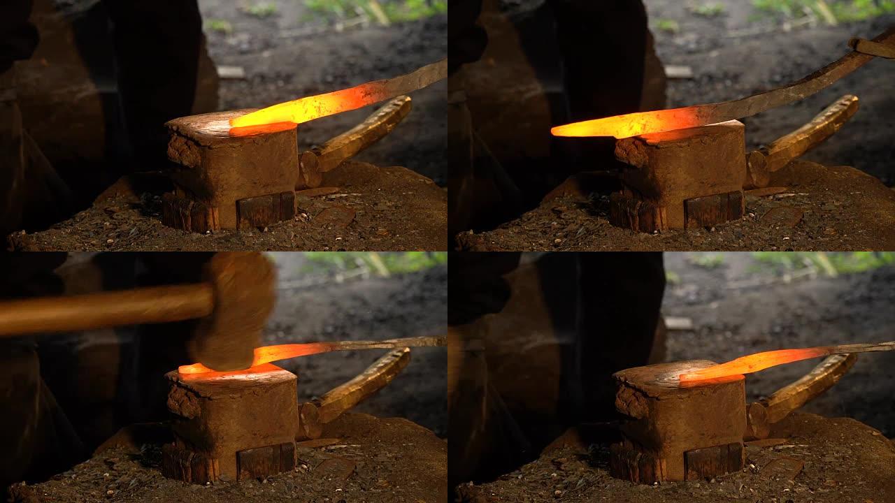 铁砧上制造复合钢的热金属工件