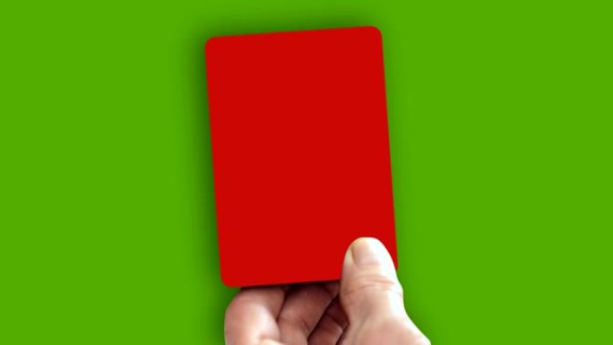 Hand在绿色屏幕上显示红牌