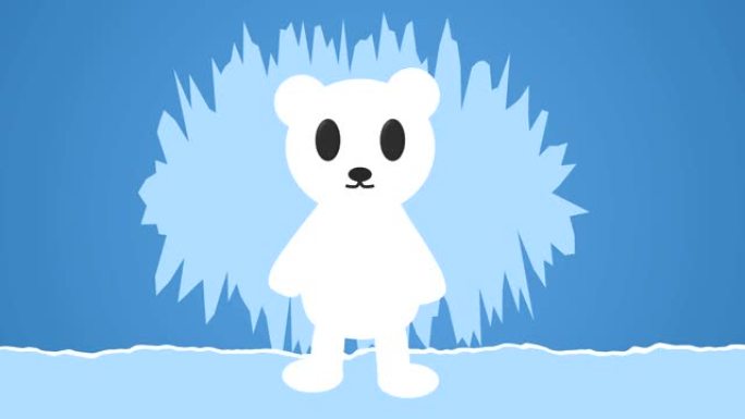 可爱的北极熊幼崽动画，圣诞背景