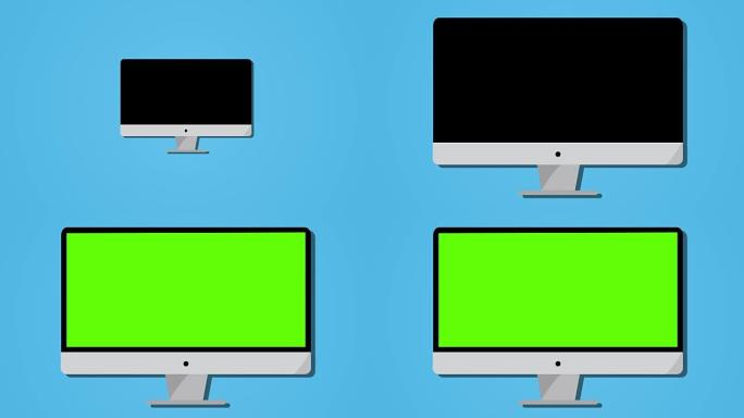 电脑显示器桌面动画，静态进入绿屏，可按键