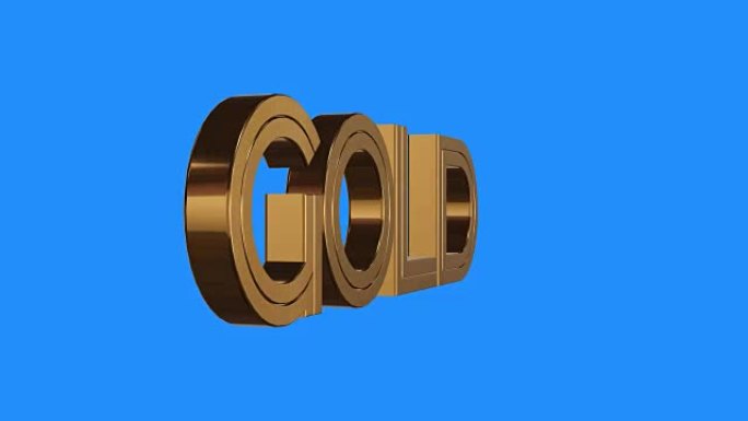 金色金字旋转动画蓝色背景上的无缝循环-新质量独特的金融业务动画动态视频素材