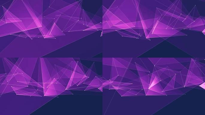 抽象紫色poligon网络连接云动画背景新质量动态技术运动彩色视频素材