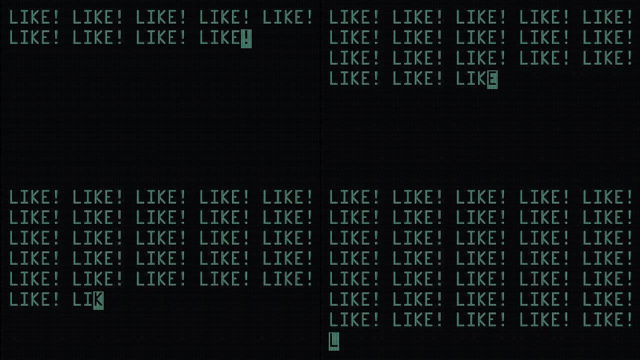 许多喜欢文字文字打字在旧电脑液晶发光二极管管电视屏幕显示背景闪烁动画新质量通用复古运动动态动画复古多
