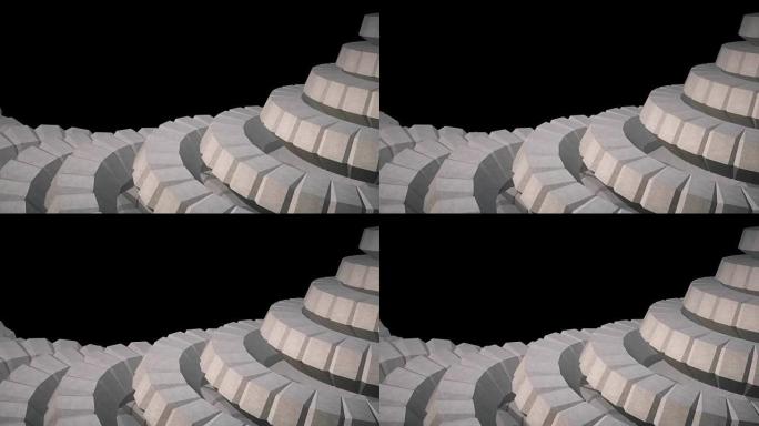 蛇蜗杆脊柱像3d混凝土齿轮旋转机构无缝循环抽象动画背景新质量七彩酷漂亮漂亮视频片段