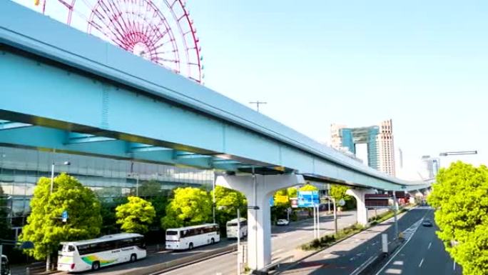 延时: 日本台场东京的交通和空中火车运输