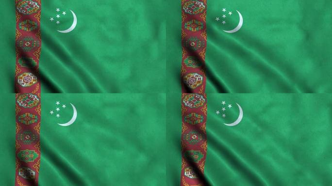 土库曼斯坦4K无缝可循环旗帜