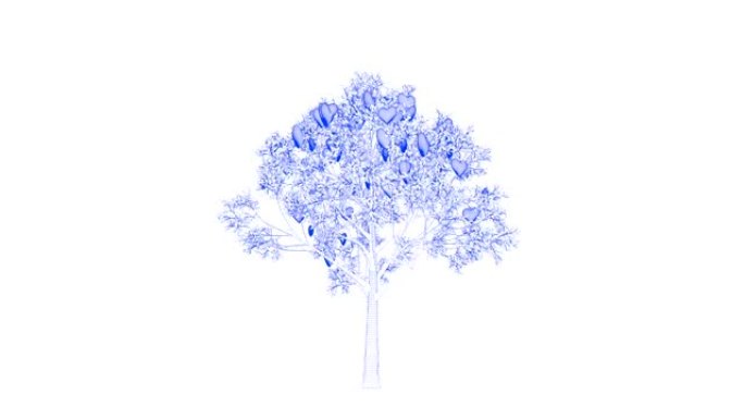 以心脏为果实蓝图的成长概念树的3d渲染