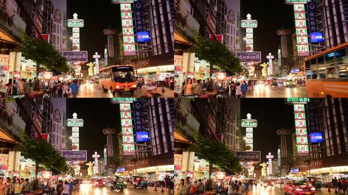 曼谷泰国中国城和旅行者享受旅行