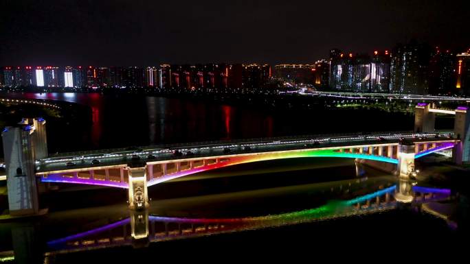 4航拍泉州田安大桥夜景灯光秀