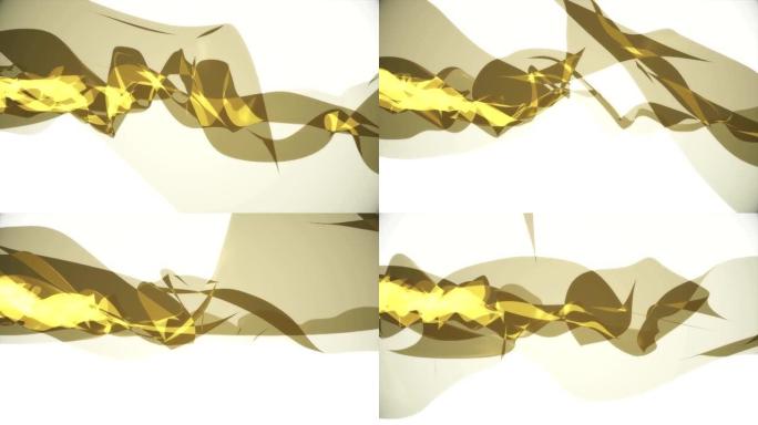 软丝烟黄丝带轻柔流动挥舞数字模拟湍流抽象动画背景新质量动态艺术运动七彩酷漂亮漂亮全高清视频素材