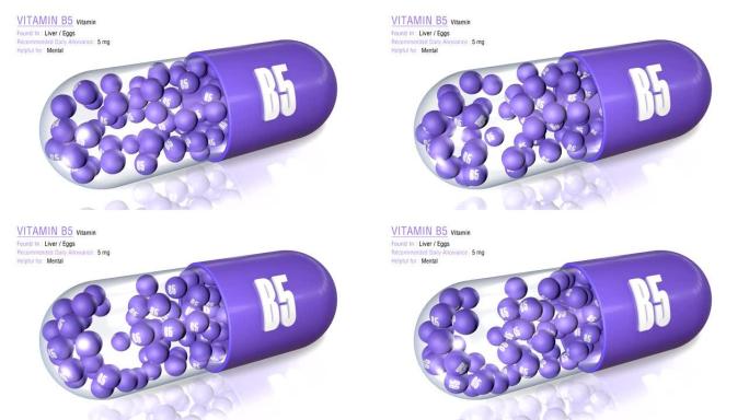 维生素B5-动画维生素胶囊概念