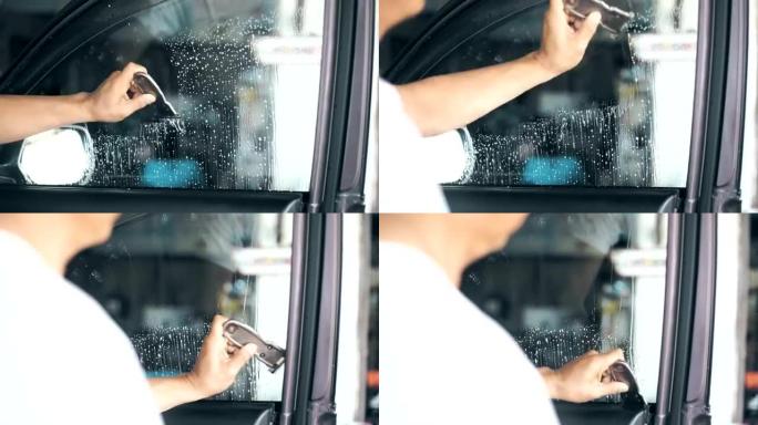 安装车窗色调，手清洁和刮擦车窗表面。
