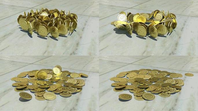 掉落的硬币会导致许多硬币崩溃，例如多米诺骨牌效应