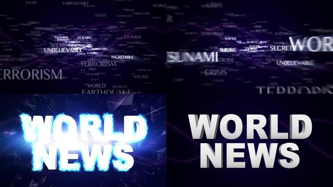世界新闻大最终文本和关键词动画，渲染，背景，循环