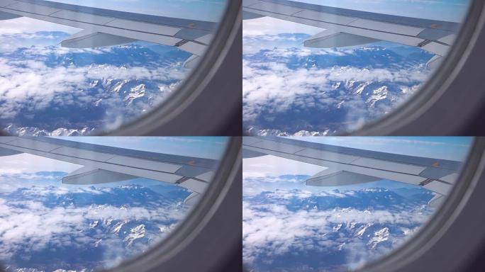 真实慢动作中的飞机窗口视频