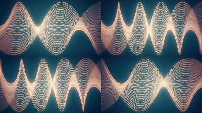 抽象背景与移动波丝或能量的动画。背景美丽柔和的空气波在慢动作。无缝动画波形与充满活力的颜色