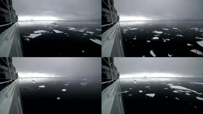 延时: 南极洲破冰船下雪