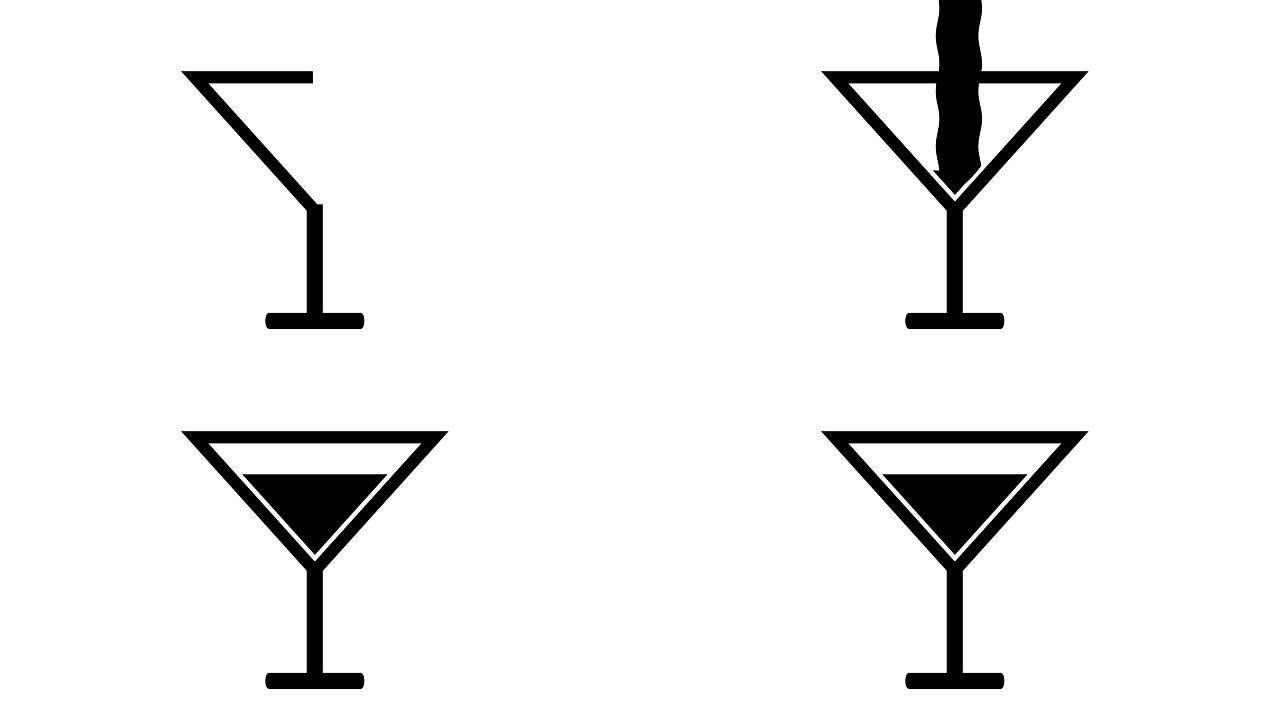 酒精鸡尾酒饮料图标动画黑色