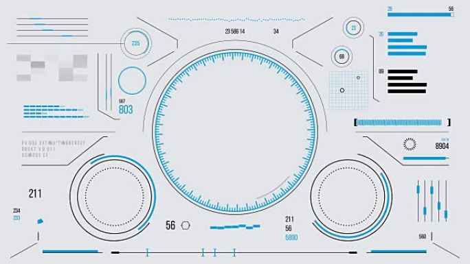 具有HUD和信息图形元素的未来派用户界面。