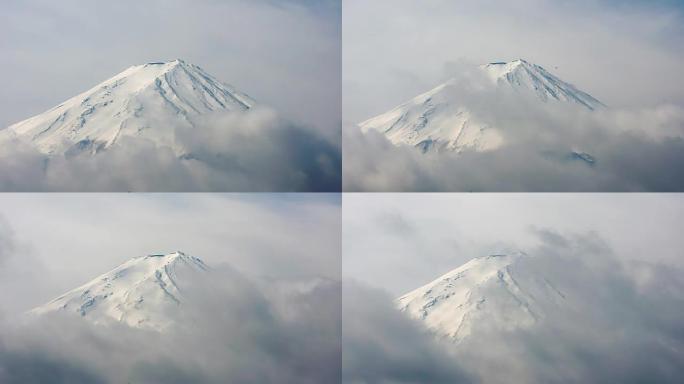 日本富士，河口湖富士山雪景。