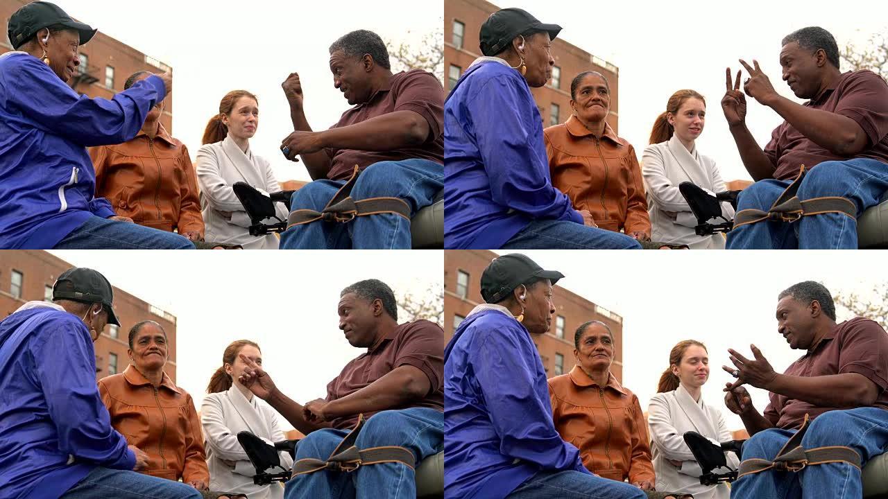 黑人家庭与白人少女挂在布朗克斯广场上的坦率视频