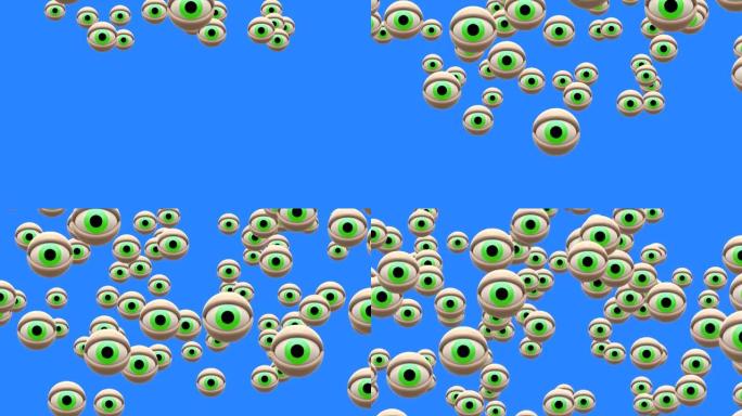 绿色眼睛落在色度键屏幕背景动画新质量通用动态动画七彩快乐漂亮酷视频素材