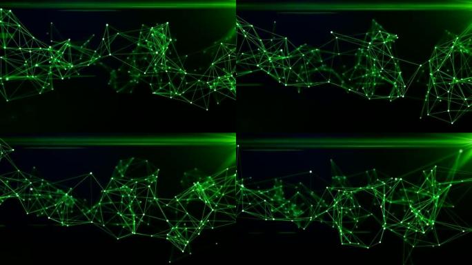 3D渲染抽象网络连接和暗背景上的点，技术概念背景